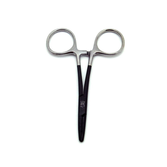 MFC River Steel - 5″ Straight Tip Forceps (Black/Silver)